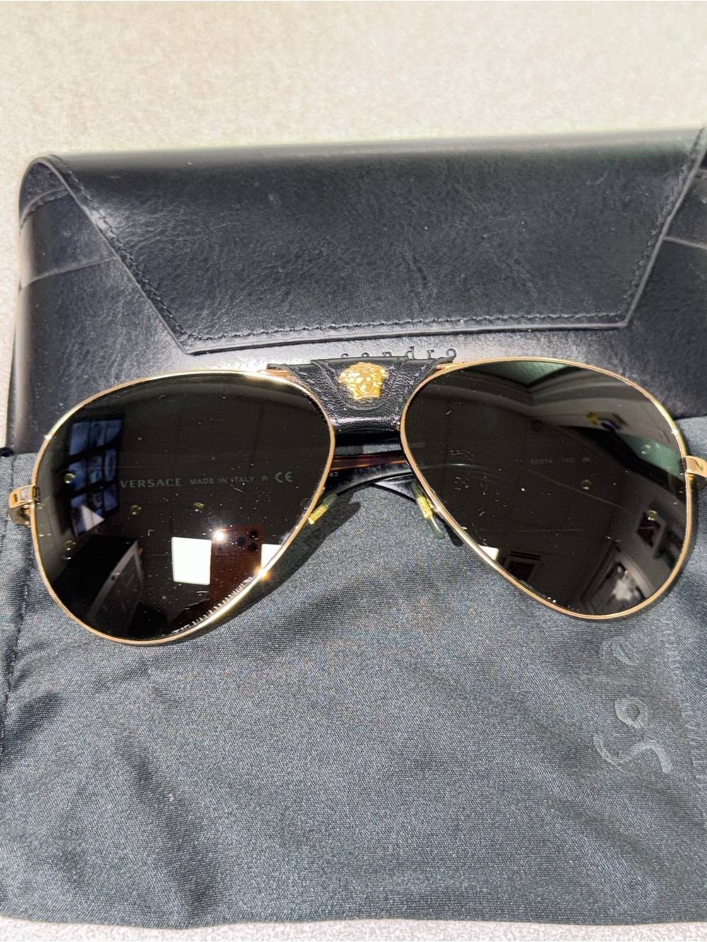 Versace Tortoiseshell Sunglasses Temple Arm with Gold Accents